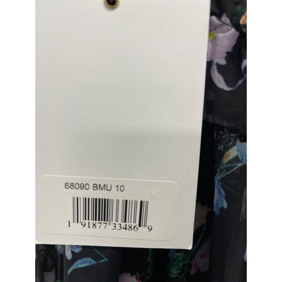 Mac Duggal Sz 10 Black Floral Beaded Waist Formal Gown Maxi Dress NWT - Picture 8 of 10